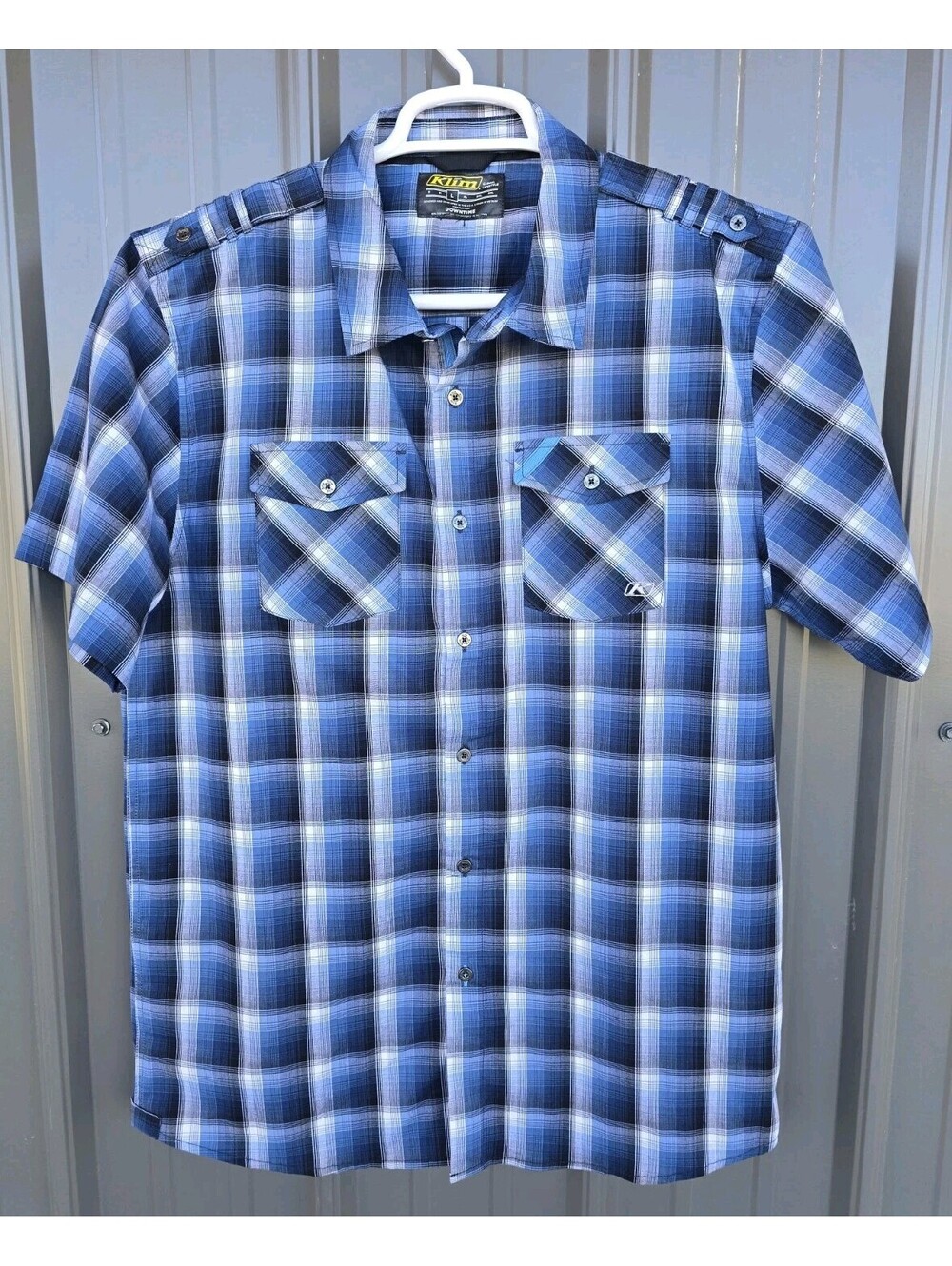Klim Plaid Downtime Stretch Short Sleeve Button Up Shirt Men's Large Outdoor